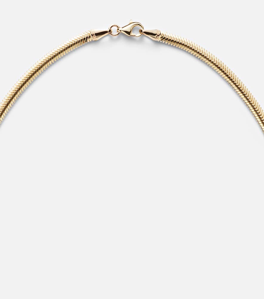 Stone And Strand Serpentine 14kt Gold Necklace With Diamond In Gold