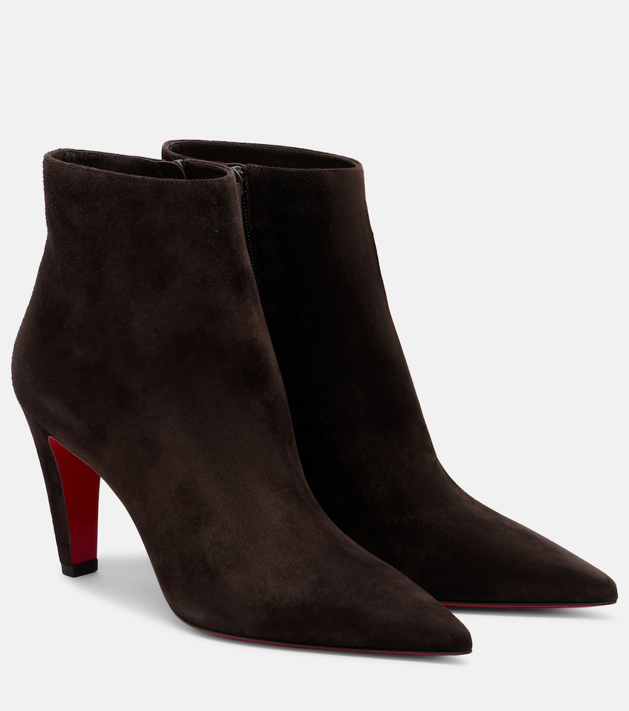 Christian Louboutin Vibella 85 Suede Ankle Boots In Brown