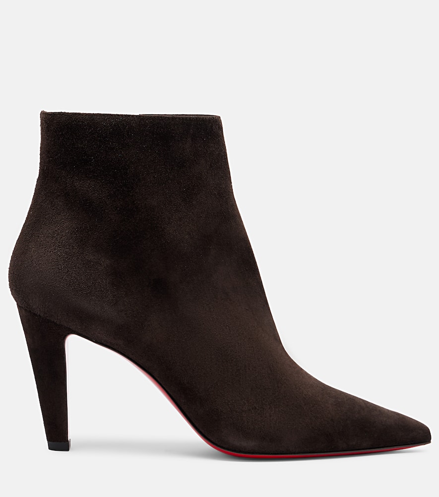 Christian Louboutin Vibella 85 Suede Ankle Boots In Brown