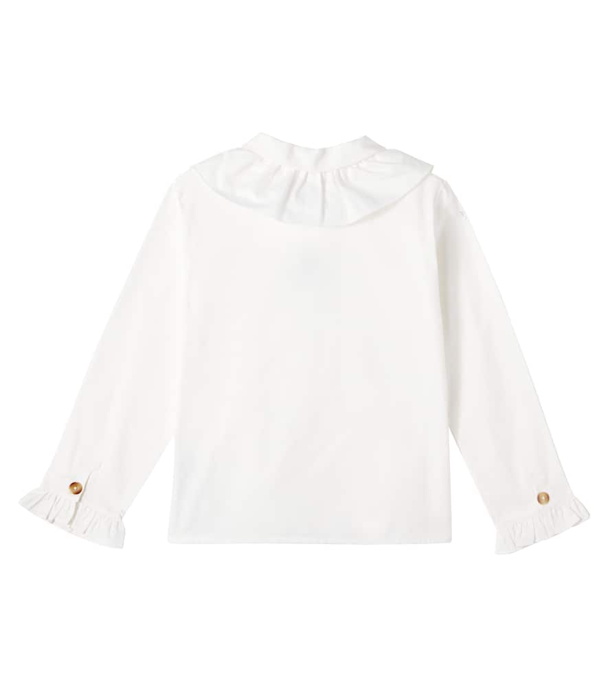 Donsje Nien Ruffled Cotton Blouse In White