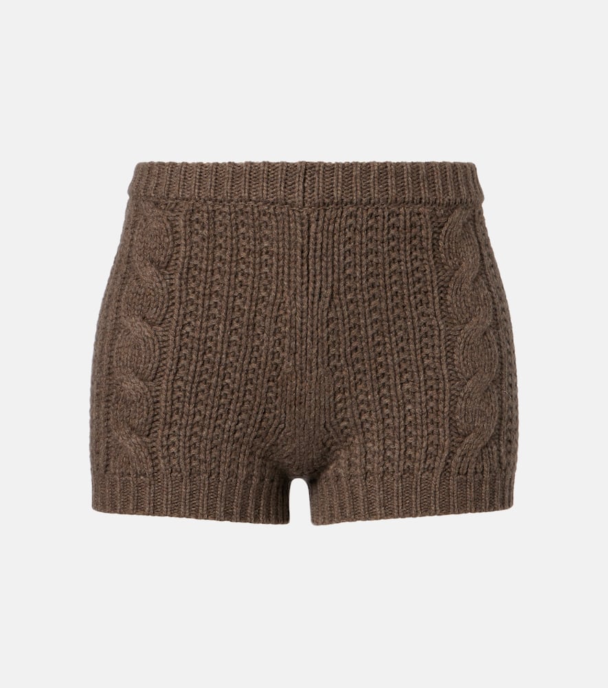 Magda Butrym Shorts Aus Kaschmir Mit Zopfstrickmuster In Brown
