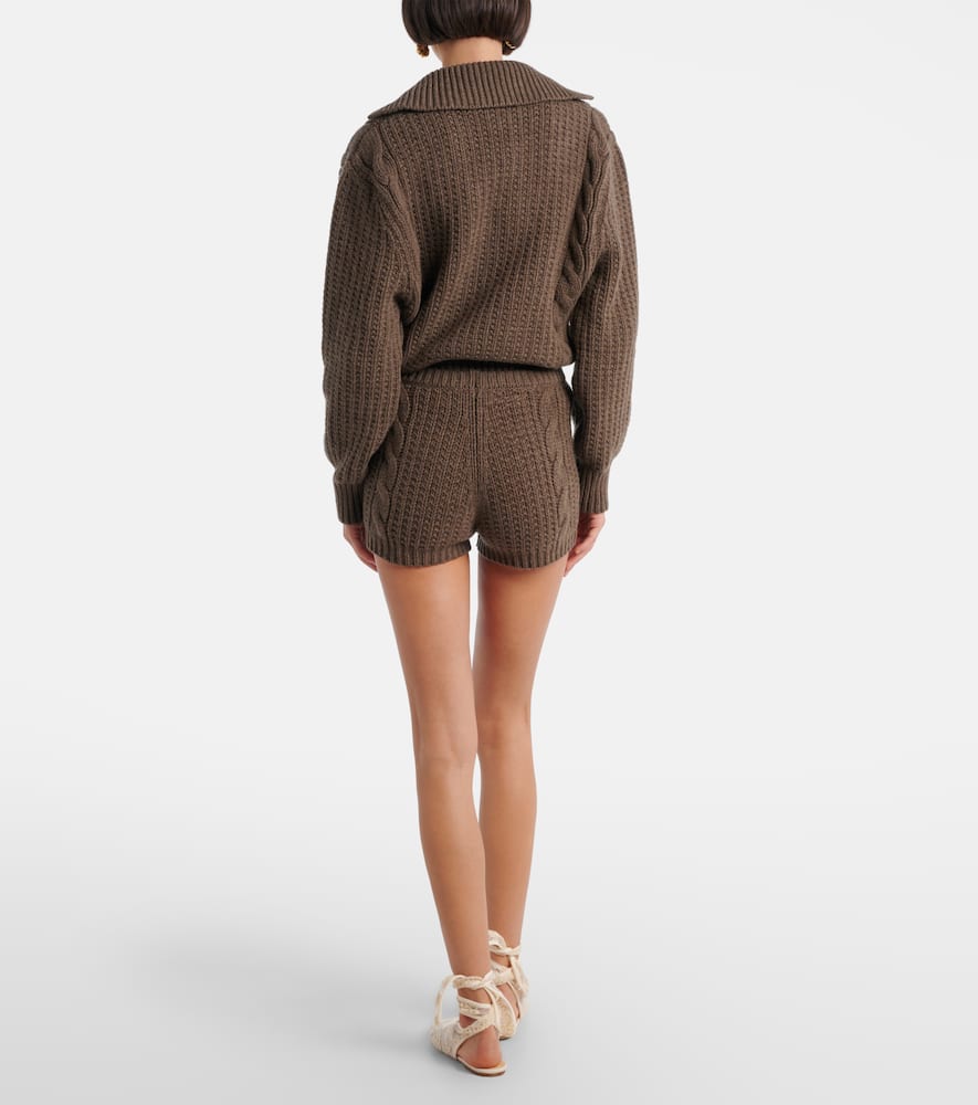 Magda Butrym Shorts Aus Kaschmir Mit Zopfstrickmuster In Brown