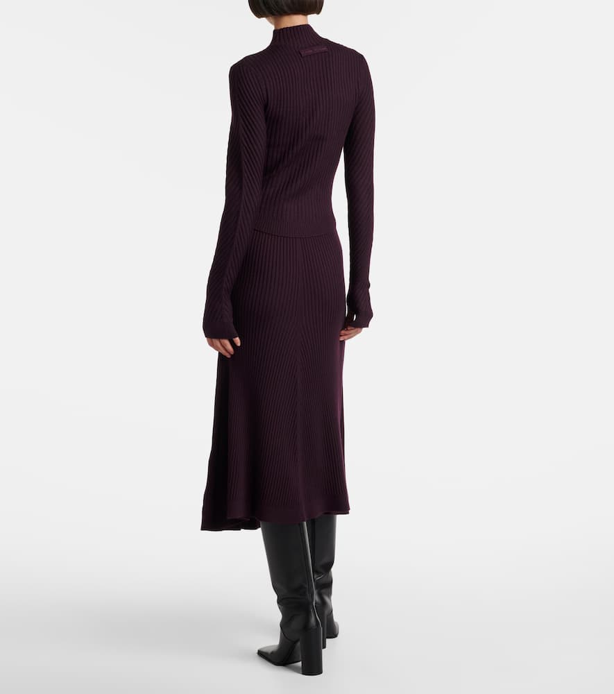 Victoria Beckham Ribbed Merino Wool Top In Purple