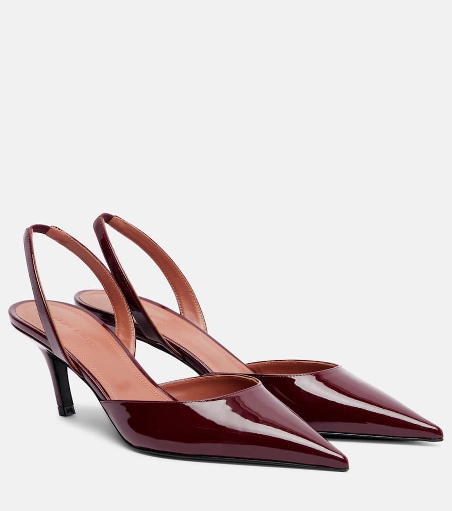 Amina Muaddi Sofia 60 Patent Leather Slingback Pumps In Burgundy