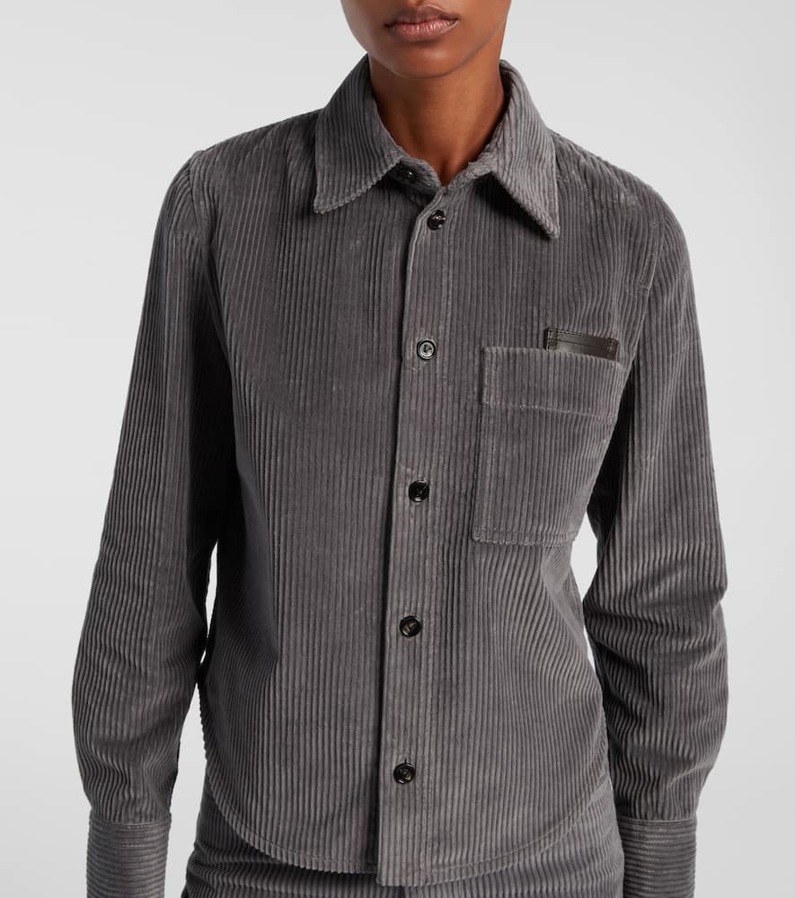 Bottega Veneta Cotton Corduroy Shirt In Gray