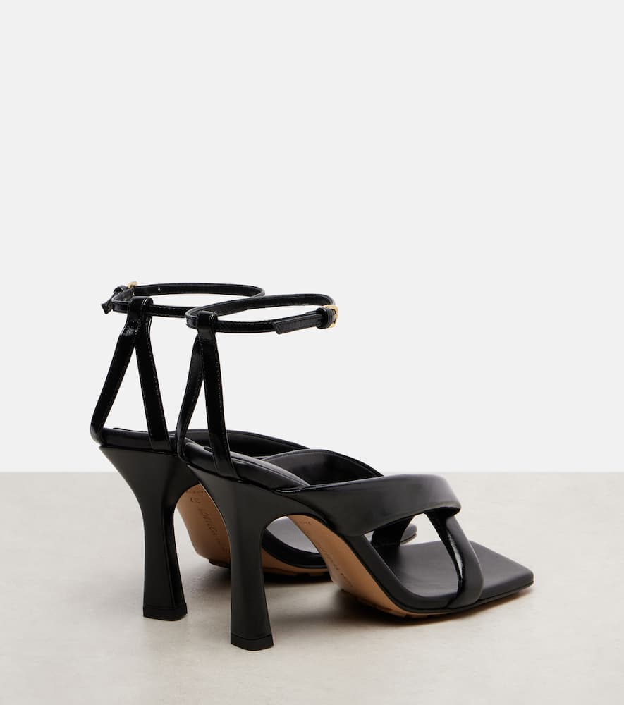 Bottega Veneta Riva Padded Glossed-leather Sandals In Black