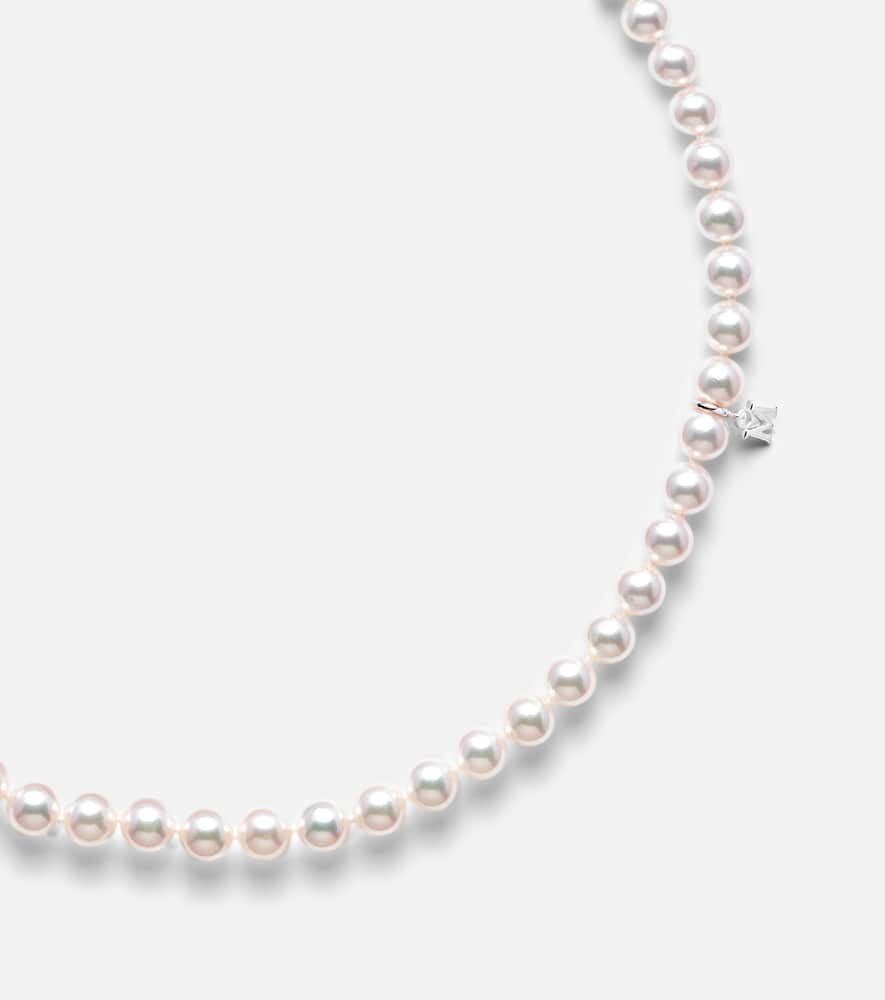 Mikimoto 18kt White Gold Necklace With Pearls In Silver