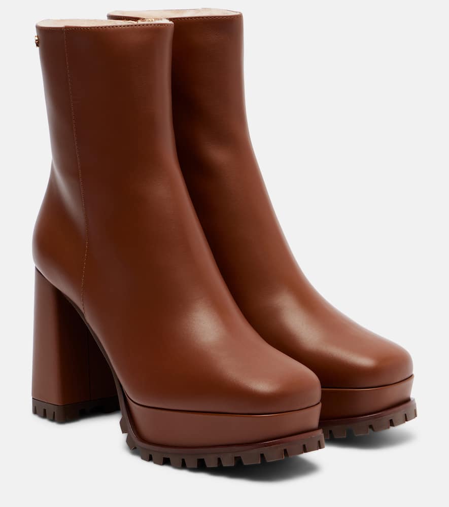 Gianvito Rossi 70 Shearling-lined Platform Ankle Boots In Brown