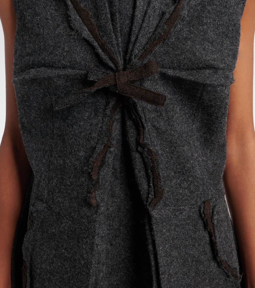 Prada Ruffled Wool Minidress In Black