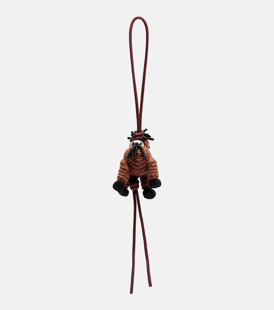  Loewe Loewe Horse Beaded Leather-trimmed Wool Bag Charm 