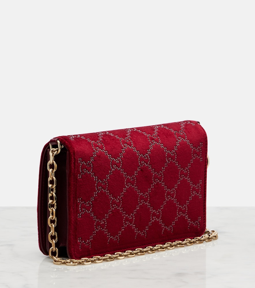  Gucci Gucci Gg Crystal Velvet Wallet On Chain 