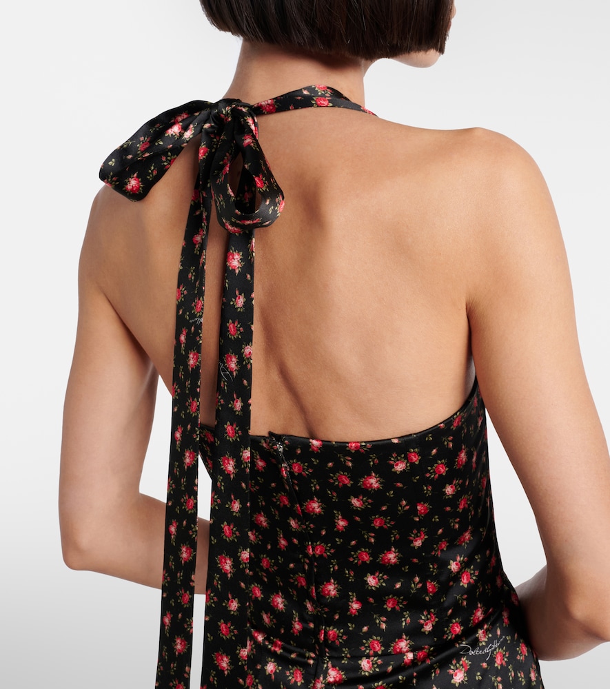 Dolce&Gabbana Floral Halterneck Silk-Blend Satin Minidress