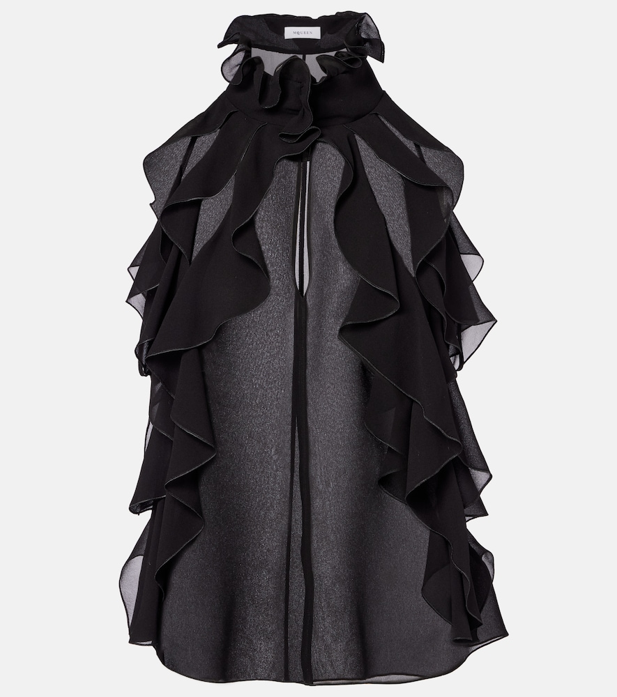 McQueen Ruffled silk top