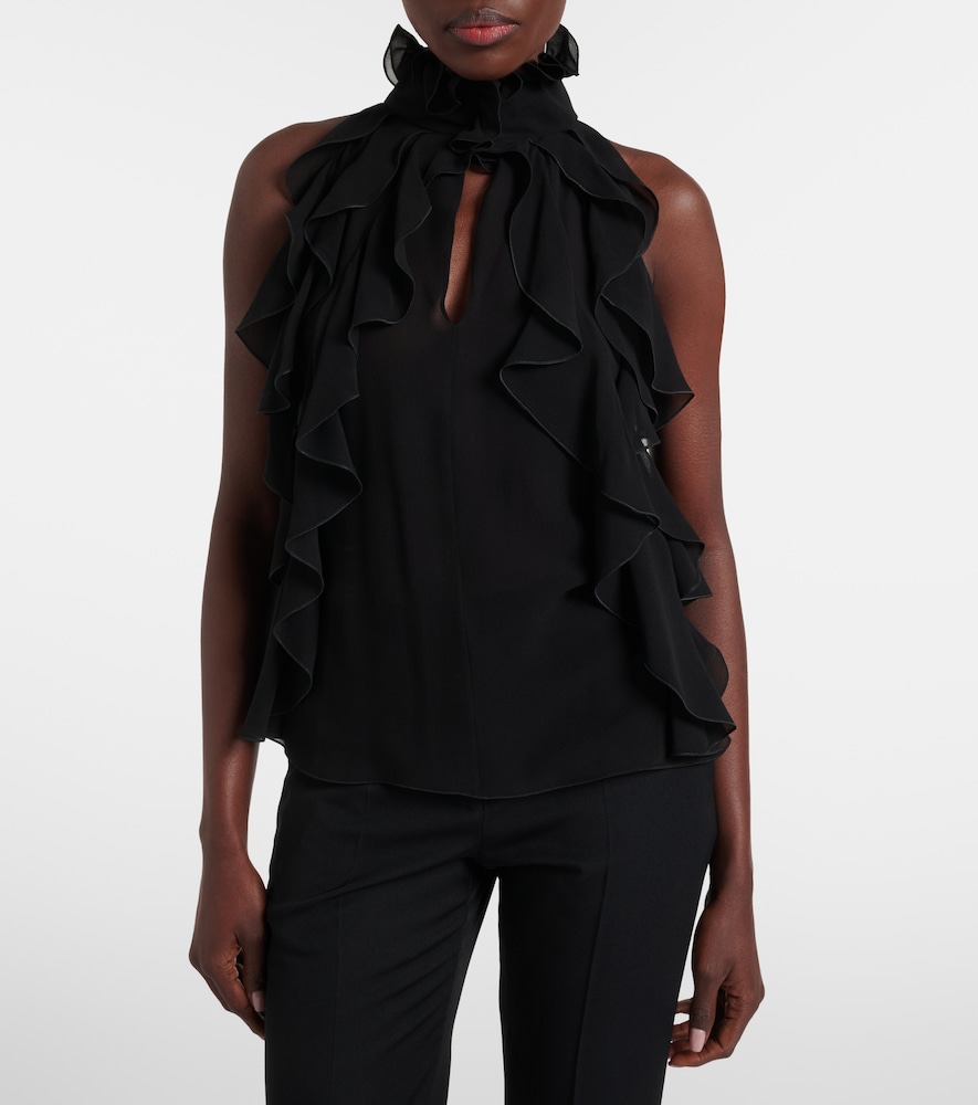  Mcqueen Mcqueen Ruffled Silk Top 
