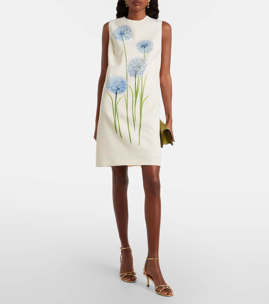 Oscar De La Renta Alliums-print Sleeveless Mini Shift Dress In Multi