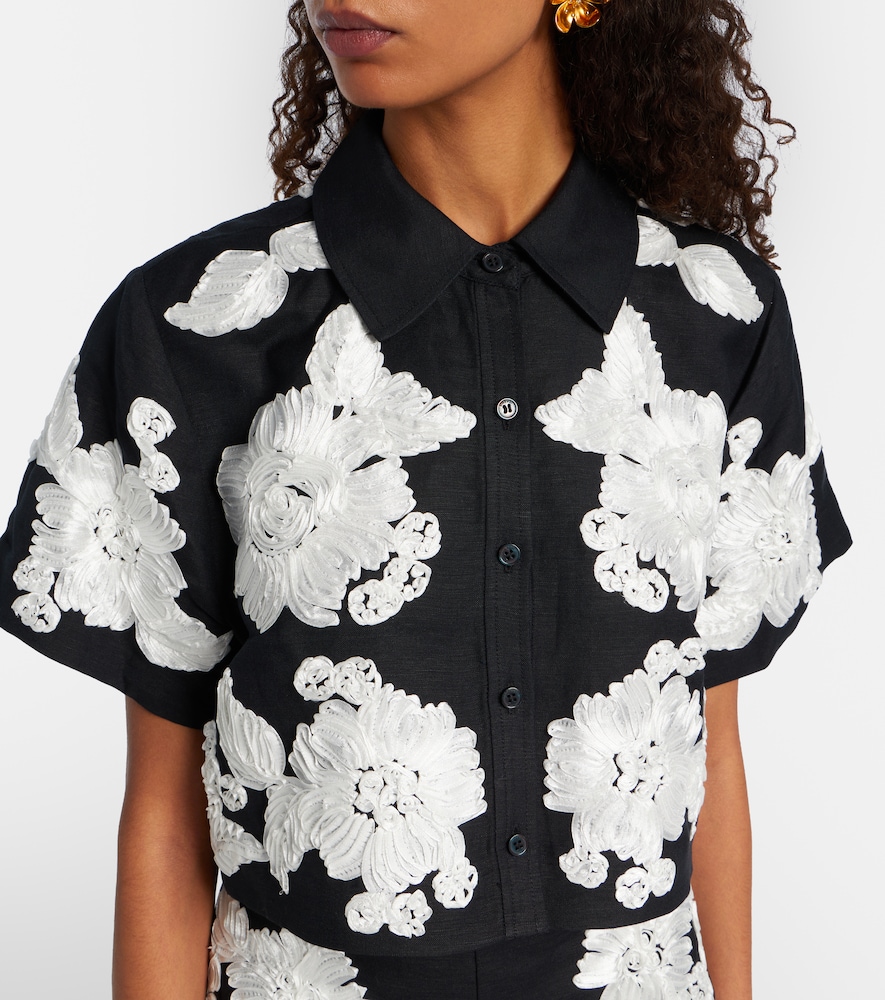 Callie Embroidered Linen-Blend Shirt