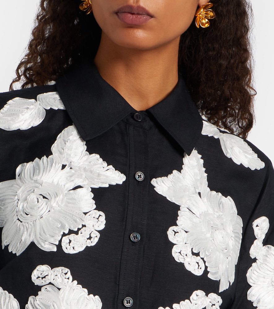 Callie Embroidered Linen-Blend Shirt