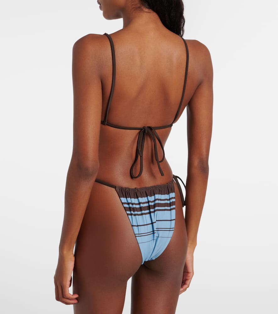 Sir Rioja Beaded Striped Bikini Top In Blue