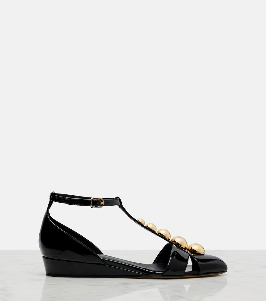  Chloe Chloe Cleia Studded Patent Leather Wedges 