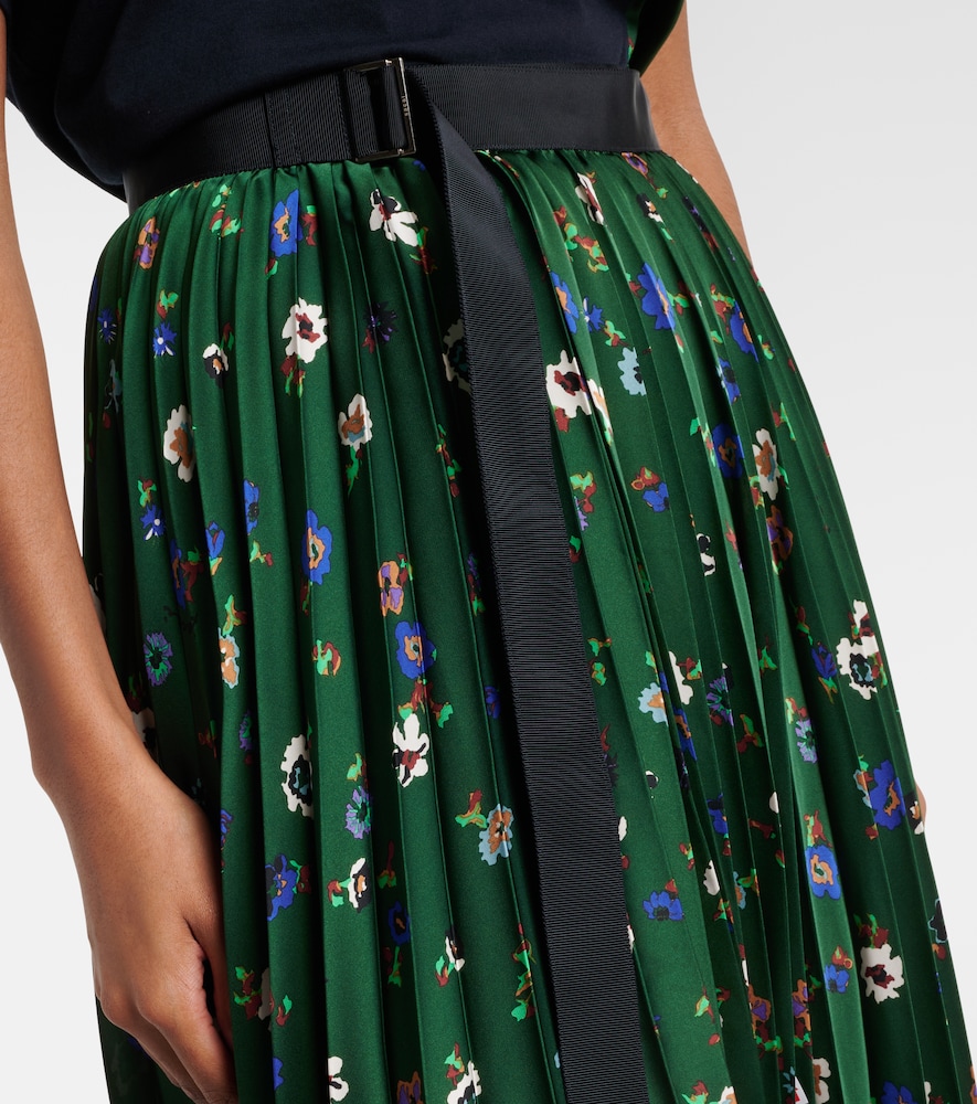  Sacai Sacai Floral Plissã© Satin Midi Skirt 