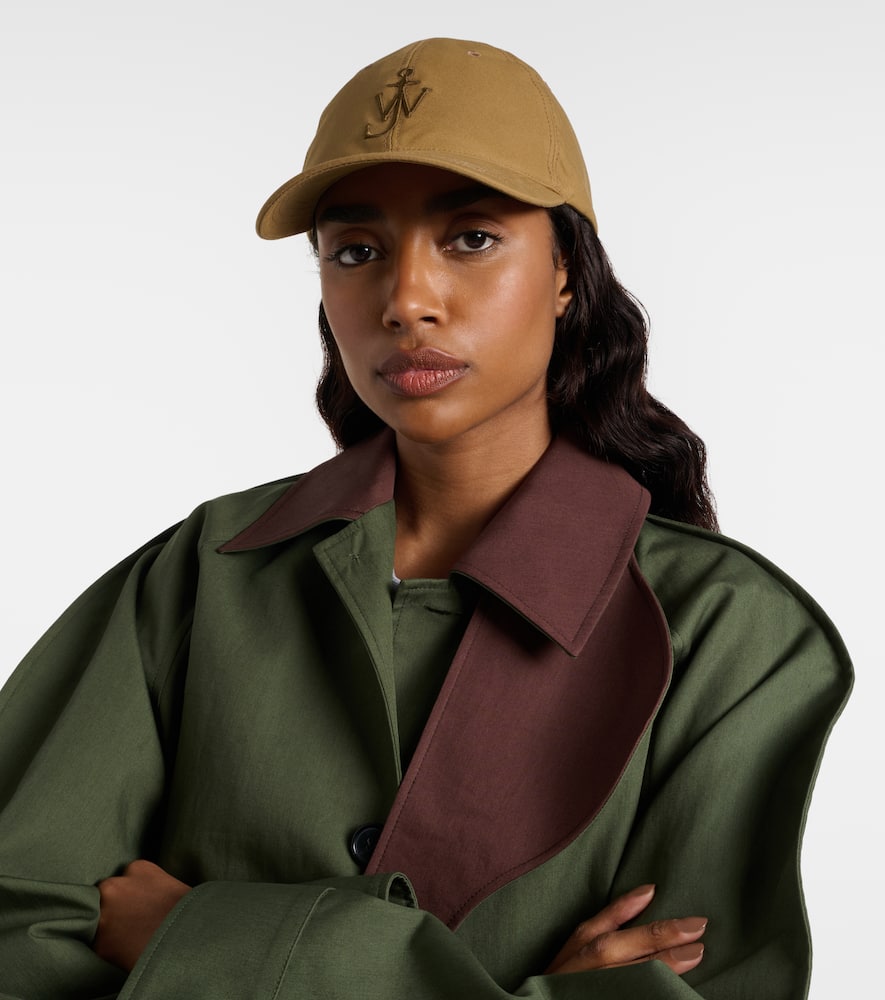 Jw Anderson Embroidered Cotton Baseball Cap In Sand