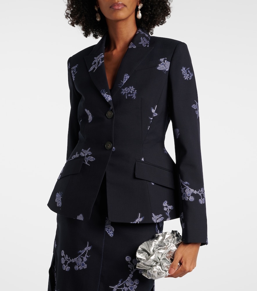 Erdem Wool and cotton jacquard blazer