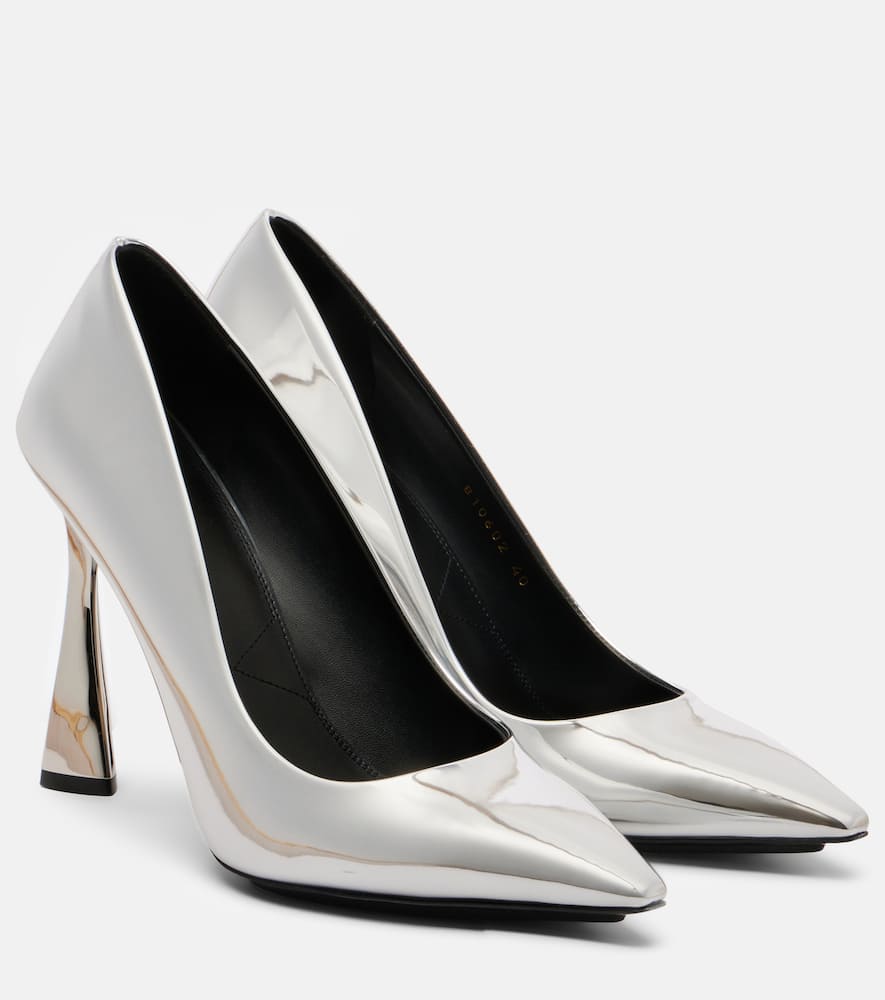 Stella Mccartney Elsa 103 Metallic-effect Pumps In Silver