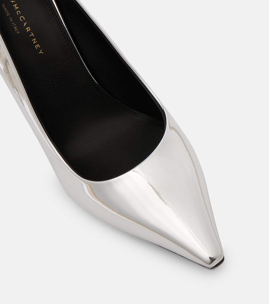Stella Mccartney Elsa 103 Metallic-effect Pumps In Silver