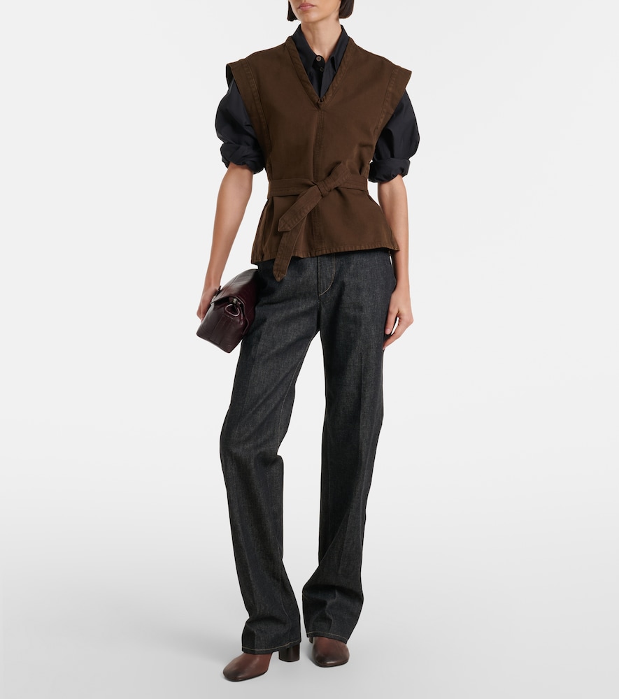 Belted Cotton Twill Top