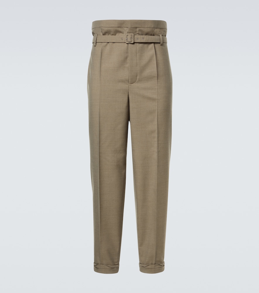 Saint Laurent Belted wool gabardine tapered pants