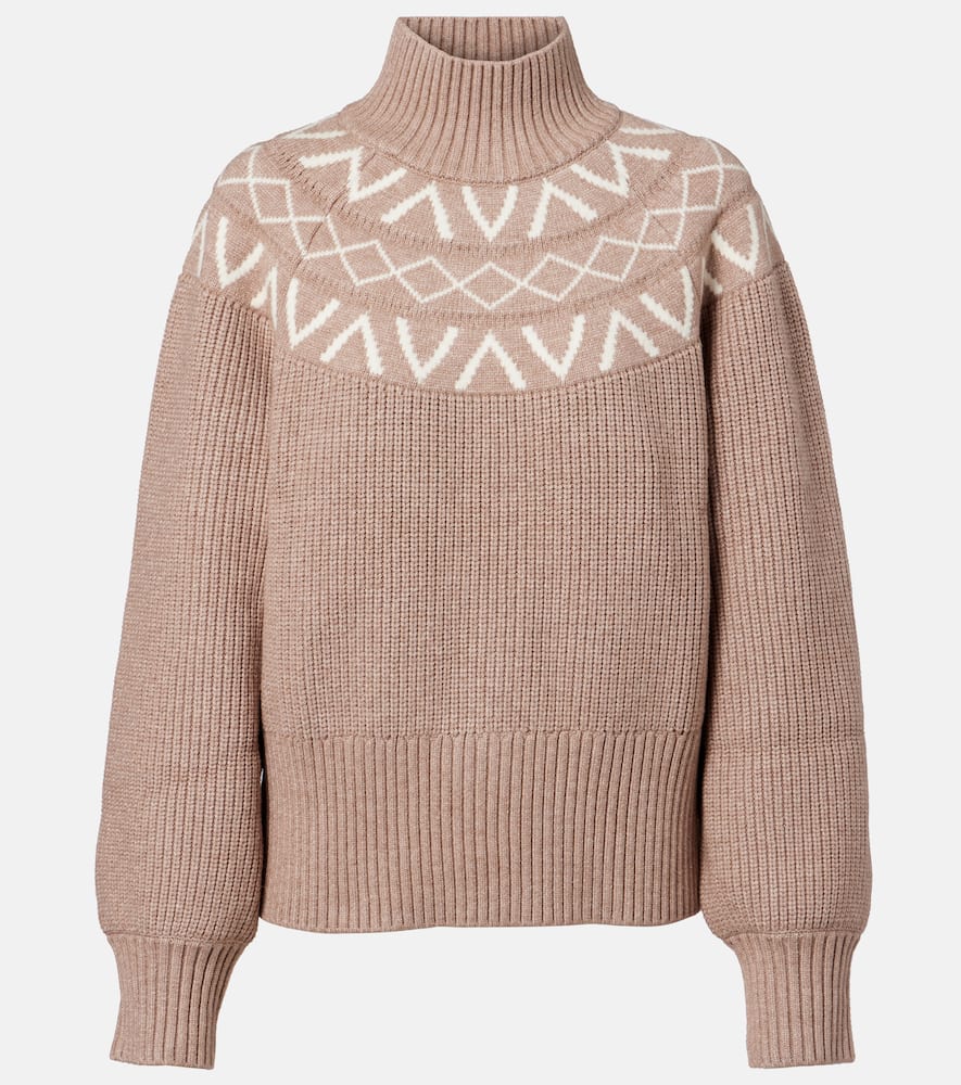 Varley Marcie Ribbed-knit Turtleneck Sweater In Brown