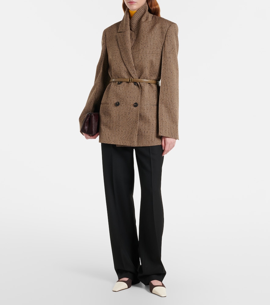 Leather-Trimmed Canvas Slingback