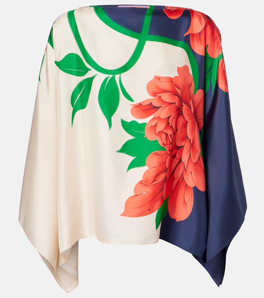 La Doublej Women's Multicoloured Square Floral Silk Twill Top Large - Mytheresa
