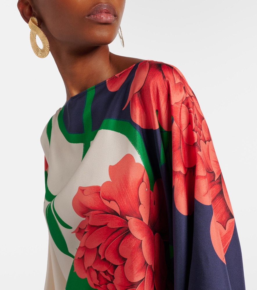  La Doublej La Doublej Square Floral Silk Twill Top 