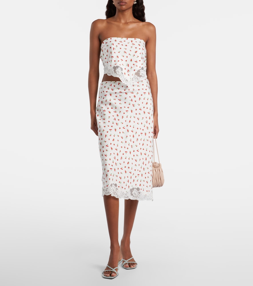 Posse Fae lace-trimmed printed top