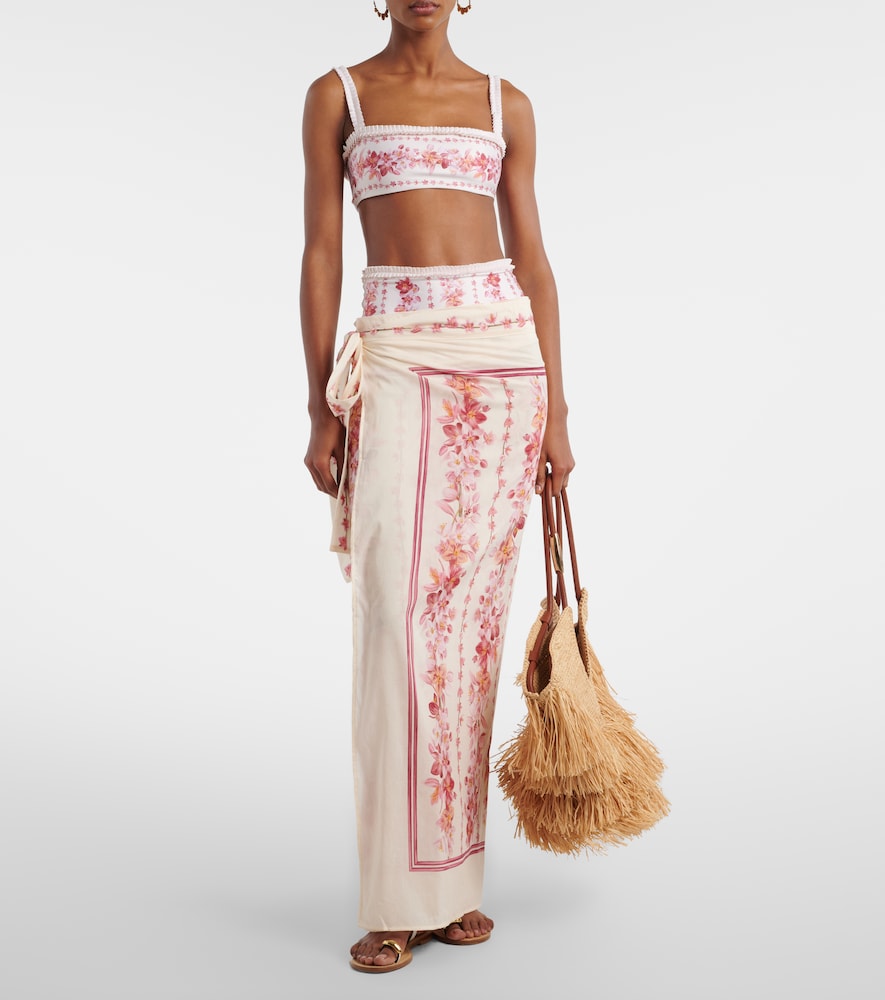 Agua by Agua Bendita Lavanda floral cotton and silk beach cover-up