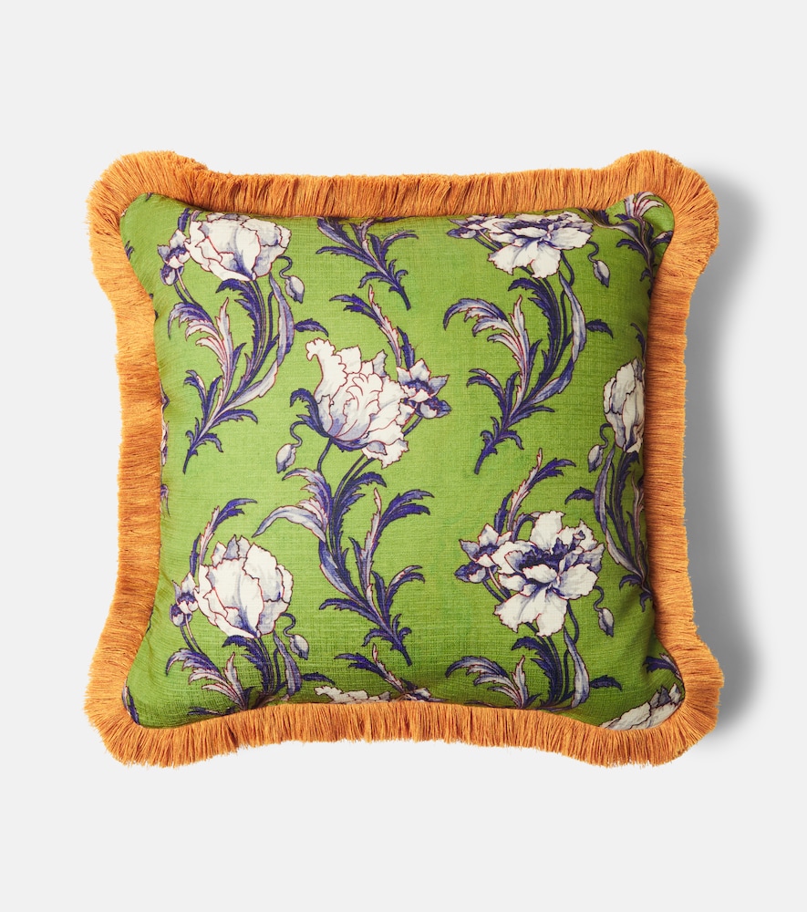 La Doublej Unisex Green Nymph Bloom Floral Fringed Cushion - Mytheresa