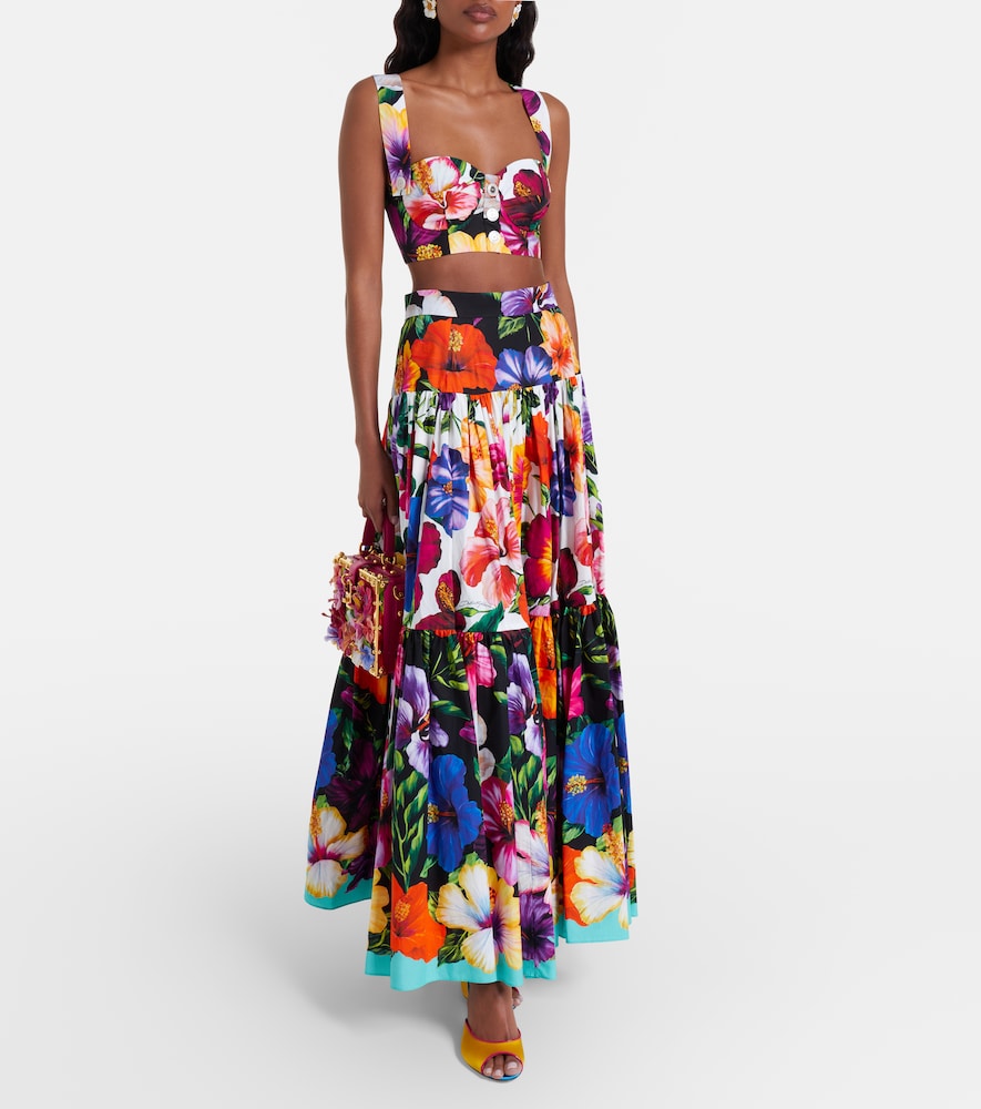 Dolce & Gabbana Floral tiered cotton maxi skirt
