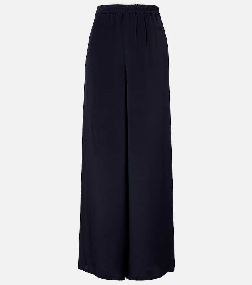 Max Mara Volonta Silk Palazzo Pants In Blue