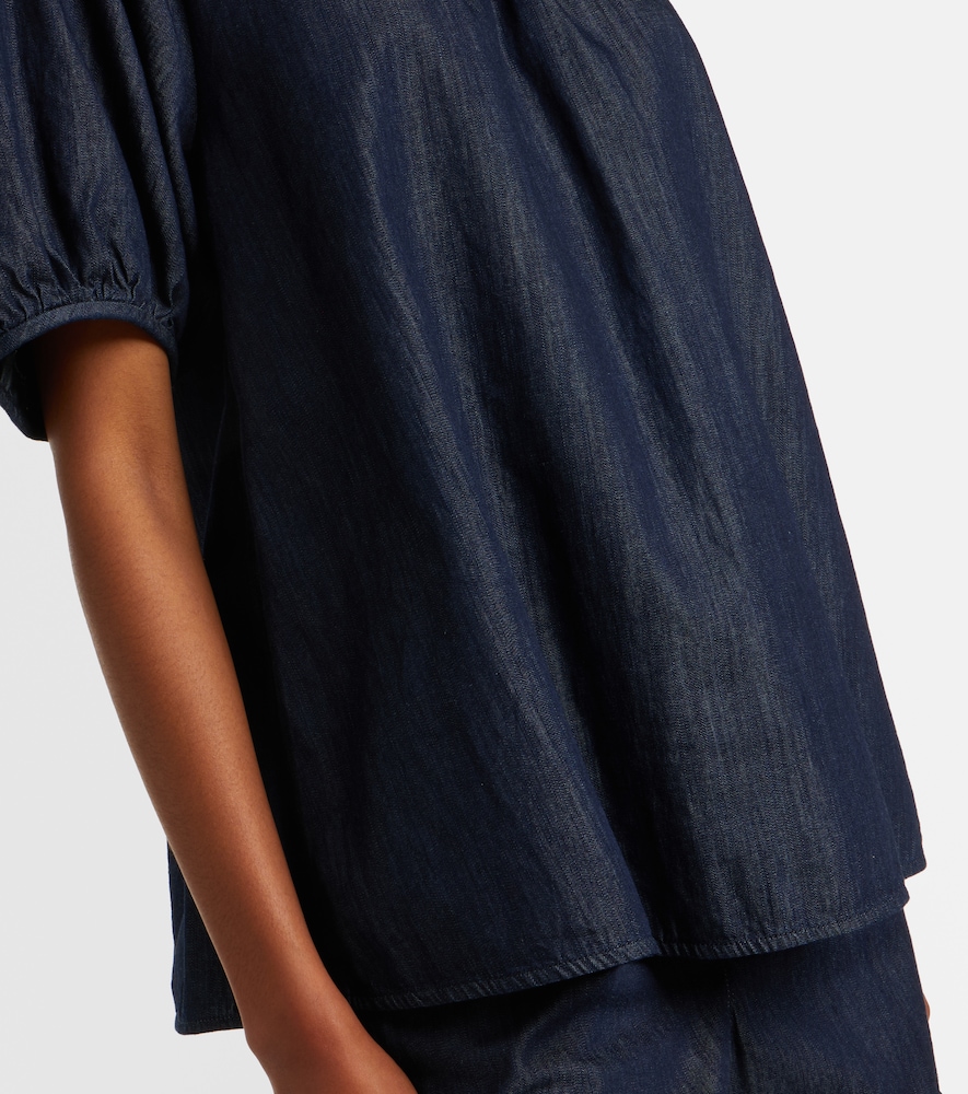  's Max Mara 's Max Mara Embellished Ruffled Denim Blouse 