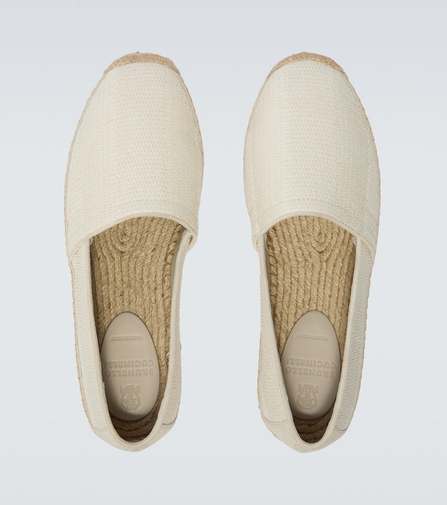 Suede-Trimmed Woven Espadrilles