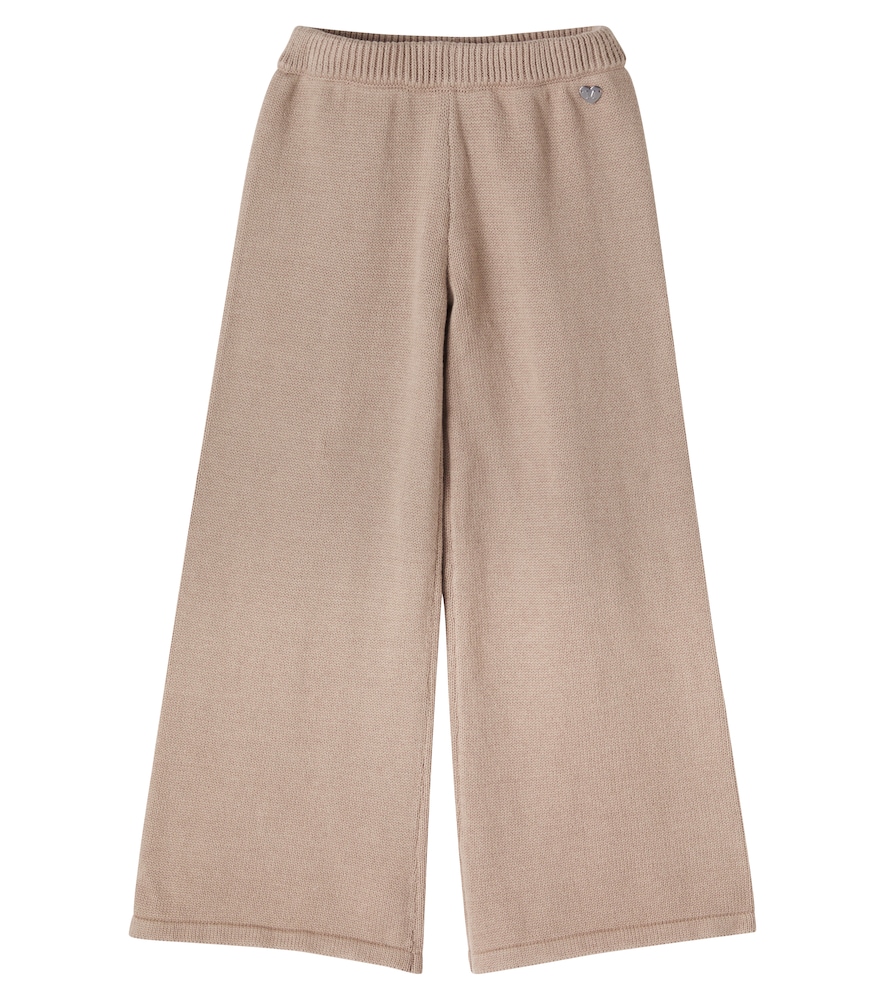 Pantaloni a gamba larga in cotone e lana