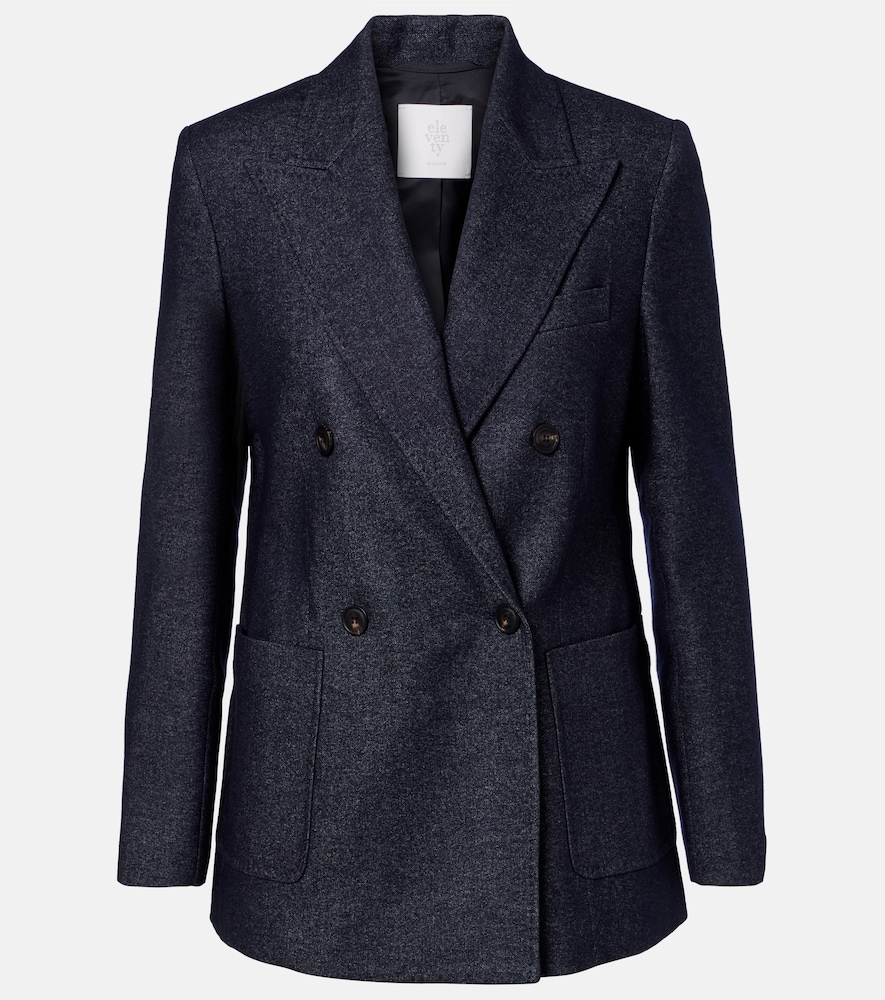 Eleventy Women's Blue Herringbone Wool, Cotton, And Cashmere Blazer UK Size 10 - Mytheresa
