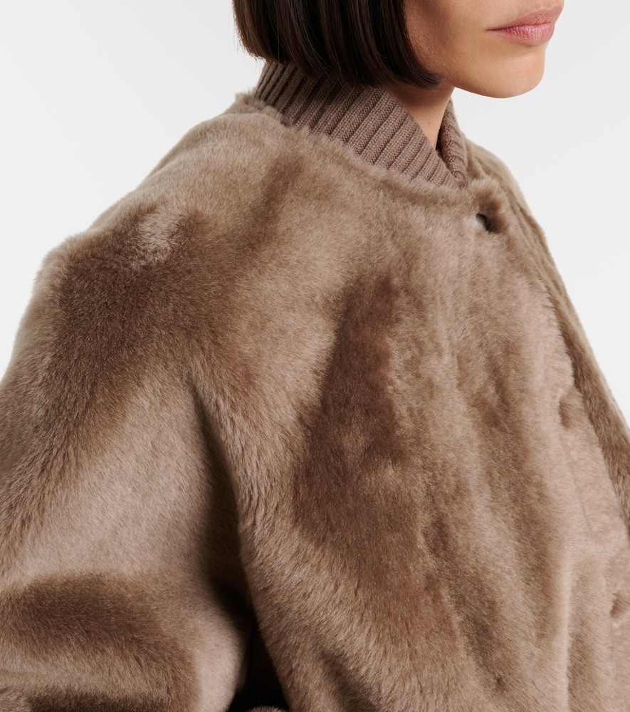 Cashmere-Trimmed Shearling Bomber Jacket
