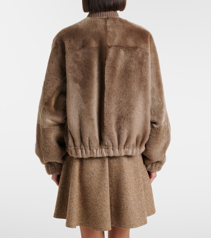 Cashmere-Trimmed Shearling Bomber Jacket