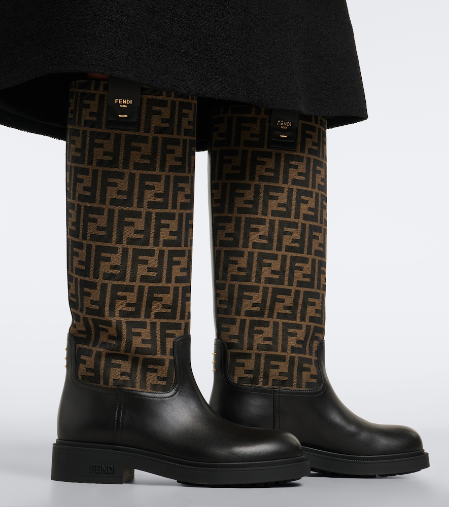 Fendi Filo Canvas And Knee-High Boots