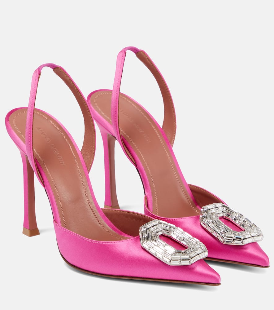Amina Muaddi Camelia satin slingback pumps