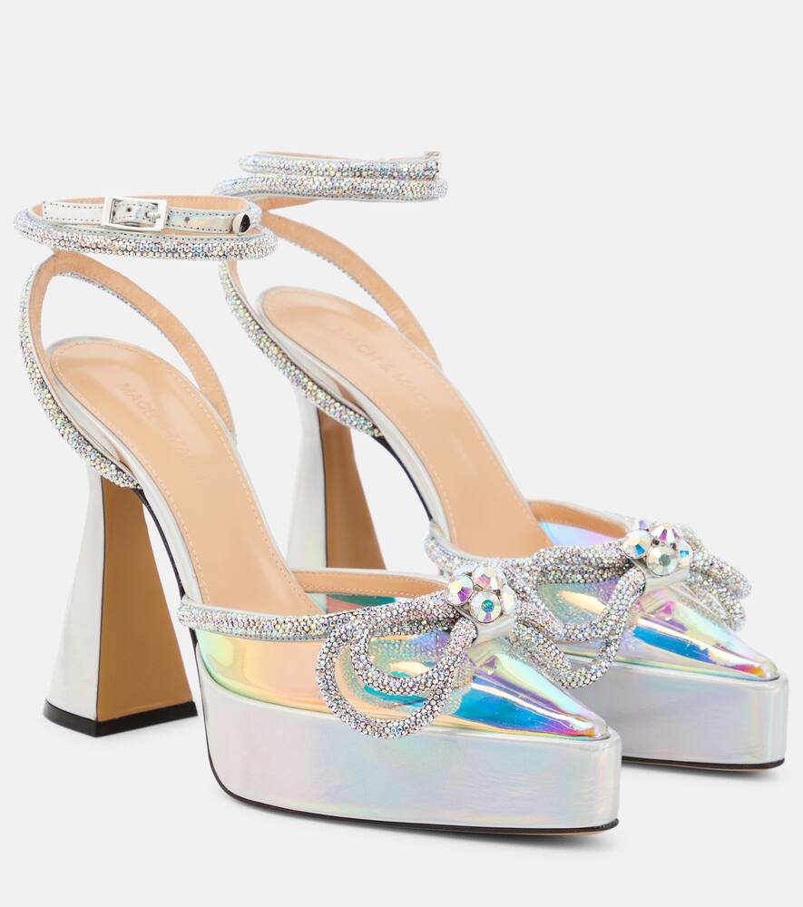 Mach & Mach Double Bow embellished platform pumps