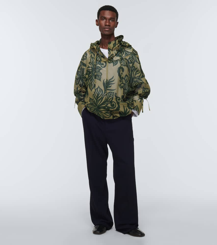 Shop Dries Van Noten Calva Printed Cotton Hoodie In Kaki