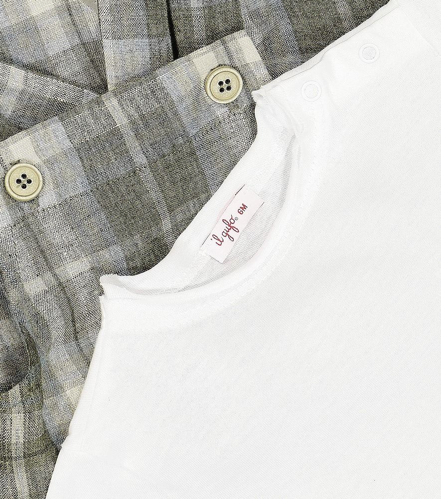 Il Gufo Baby Cotton T-shirt And Overalls Set In Olive Green